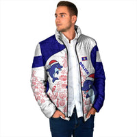 Belize Christmas Padded Jacket with Santa Dolphins Coral Reef and Ocean Holiday Theme - Wonder Print Shop