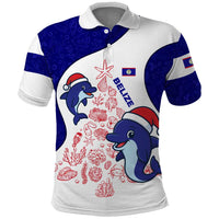 Belize Christmas Polo Shirt with Santa Dolphins Coral Reef and Ocean Holiday Theme - Wonder Print Shop