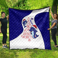 Belize Christmas Quilt with Santa Dolphins Coral Reef and Ocean Holiday Theme - Wonder Print Shop