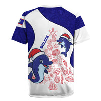 Belize Christmas Rugby Jersey with Santa Dolphins Coral Reef and Ocean Holiday Theme - Wonder Print Shop