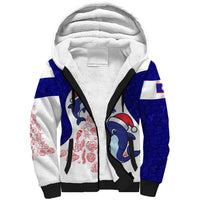 Belize Christmas Sherpa Hoodie with Santa Dolphins Coral Reef and Ocean Holiday Theme - Wonder Print Shop