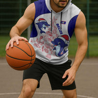 Belize Christmas Sleeveless Hoodie with Santa Dolphins Coral Reef and Ocean Holiday Theme - Wonder Print Shop