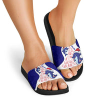 Belize Christmas Slide Sandals with Santa Dolphins Coral Reef and Ocean Holiday Theme - Wonder Print Shop