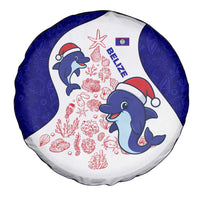 Belize Christmas Spare Tire Cover with Santa Dolphins Coral Reef and Ocean Holiday Theme - Wonder Print Shop
