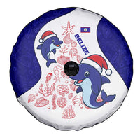 Belize Christmas Spare Tire Cover with Santa Dolphins Coral Reef and Ocean Holiday Theme - Wonder Print Shop