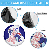 Belize Christmas Spare Tire Cover with Santa Dolphins Coral Reef and Ocean Holiday Theme - Wonder Print Shop