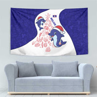 Belize Christmas Tapestry with Santa Dolphins Coral Reef and Ocean Holiday Theme - Wonder Print Shop