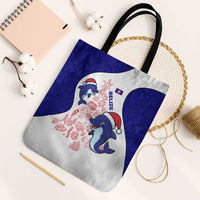 Belize Christmas Tote Bag with Santa Dolphins Coral Reef and Ocean Holiday Theme - Wonder Print Shop