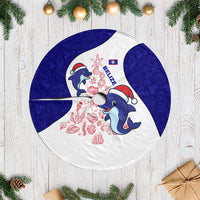 Belize Christmas Tree Skirt with Santa Dolphins Coral Reef and Ocean Holiday Theme - Wonder Print Shop