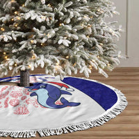 Belize Christmas Tree Skirt with Santa Dolphins Coral Reef and Ocean Holiday Theme - Wonder Print Shop