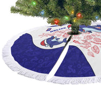 Belize Christmas Tree Skirt with Santa Dolphins Coral Reef and Ocean Holiday Theme - Wonder Print Shop