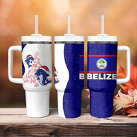 Belize Christmas Tumbler With Handle with Santa Dolphins Coral Reef and Ocean Holiday Theme - Wonder Print Shop