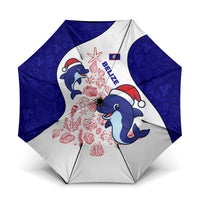 Belize Christmas Umbrella with Santa Dolphins Coral Reef and Ocean Holiday Theme - Wonder Print Shop