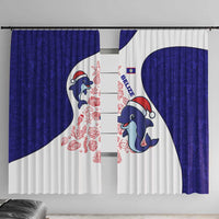 Belize Christmas Window Curtain with Santa Dolphins Coral Reef and Ocean Holiday Theme - Wonder Print Shop