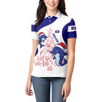Belize Christmas Women Polo Shirt with Santa Dolphins Coral Reef and Ocean Holiday Theme - Wonder Print Shop