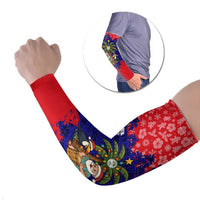 Belize Christmas Arm Sleeves with Santa Toucan Palm Tree and Tribal Holiday Pattern - Wonder Print Shop