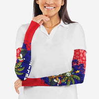 Belize Christmas Arm Sleeves with Santa Toucan Palm Tree and Tribal Holiday Pattern - Wonder Print Shop
