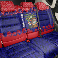 Belize Christmas Back Car Seat Cover with Santa Toucan Palm Tree and Tribal Holiday Pattern - Wonder Print Shop