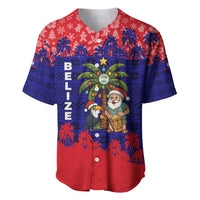 Belize Christmas Baseball Jersey with Santa Toucan Palm Tree and Tribal Holiday Pattern - Wonder Print Shop
