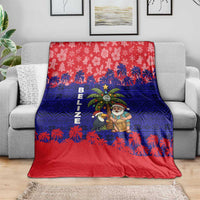 Belize Christmas Blanket with Santa Toucan Palm Tree and Tribal Holiday Pattern - Wonder Print Shop