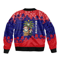 Belize Christmas Bomber Jacket with Santa Toucan Palm Tree and Tribal Holiday Pattern - Wonder Print Shop