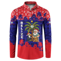 Belize Christmas Button Sweatshirt with Santa Toucan Palm Tree and Tribal Holiday Pattern - Wonder Print Shop
