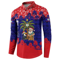 Belize Christmas Button Sweatshirt with Santa Toucan Palm Tree and Tribal Holiday Pattern - Wonder Print Shop