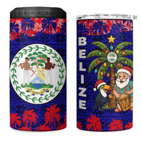 Belize Christmas 4 in 1 Can Cooler Tumbler with Santa Toucan Palm Tree and Tribal Holiday Pattern - Wonder Print Shop
