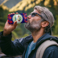 Belize Christmas 4 in 1 Can Cooler Tumbler with Santa Toucan Palm Tree and Tribal Holiday Pattern - Wonder Print Shop