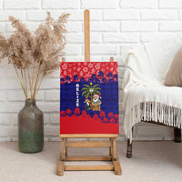 Belize Christmas Canvas Wall Art with Santa Toucan Palm Tree and Tribal Holiday Pattern - Wonder Print Shop