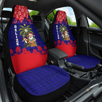 Belize Christmas Car Seat Cover with Santa Toucan Palm Tree and Tribal Holiday Pattern - Wonder Print Shop