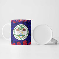 Belize Christmas Ceramic Mug with Santa Toucan Palm Tree and Tribal Holiday Pattern - Wonder Print Shop