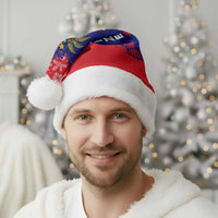 Belize Christmas Santa Hat with Santa Toucan Palm Tree and Tribal Holiday Pattern - Wonder Print Shop