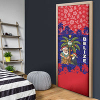 Belize Christmas Door Cover with Santa Toucan Palm Tree and Tribal Holiday Pattern - Wonder Print Shop