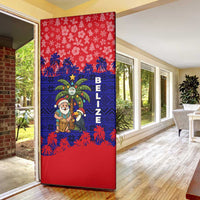Belize Christmas Door Cover with Santa Toucan Palm Tree and Tribal Holiday Pattern - Wonder Print Shop