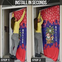 Belize Christmas Door Cover with Santa Toucan Palm Tree and Tribal Holiday Pattern - Wonder Print Shop