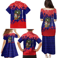 Belize Christmas Family Matching Puletasi and Hawaiian Shirt with Santa Toucan Palm Tree and Tribal Holiday Pattern - Wonder Print Shop