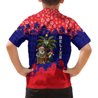 Belize Christmas Family Matching Short Sleeve Bodycon Dress and Hawaiian Shirt with Santa Toucan Palm Tree and Tribal Holiday Pattern - Wonder Print Shop