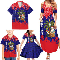 Belize Christmas Family Matching Summer Maxi Dress and Hawaiian Shirt with Santa Toucan Palm Tree and Tribal Holiday Pattern - Wonder Print Shop