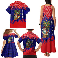Belize Christmas Family Matching Tank Maxi Dress and Hawaiian Shirt with Santa Toucan Palm Tree and Tribal Holiday Pattern - Wonder Print Shop