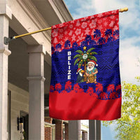 Belize Christmas Garden Flag with Santa Toucan Palm Tree and Tribal Holiday Pattern - Wonder Print Shop
