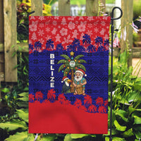 Belize Christmas Garden Flag with Santa Toucan Palm Tree and Tribal Holiday Pattern - Wonder Print Shop