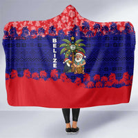 Belize Christmas Hooded Blanket with Santa Toucan Palm Tree and Tribal Holiday Pattern - Wonder Print Shop
