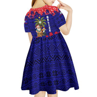 Belize Christmas Kid Short Sleeve Dress with Santa Toucan Palm Tree and Tribal Holiday Pattern - Wonder Print Shop