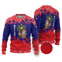 Belize Christmas Ugly Christmas Sweater with Santa Toucan Palm Tree and Tribal Holiday Pattern - Wonder Print Shop