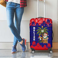 Belize Christmas Luggage Cover with Santa Toucan Palm Tree and Tribal Holiday Pattern - Wonder Print Shop