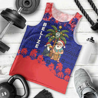 Belize Christmas Men Tank Top with Santa Toucan Palm Tree and Tribal Holiday Pattern - Wonder Print Shop