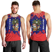 Belize Christmas Men Tank Top with Santa Toucan Palm Tree and Tribal Holiday Pattern - Wonder Print Shop