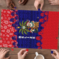Belize Christmas Puzzle with Santa Toucan Palm Tree and Tribal Holiday Pattern - Wonder Print Shop