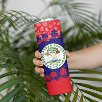 Belize Christmas Skinny Tumbler with Santa Toucan Palm Tree and Tribal Holiday Pattern - Wonder Print Shop